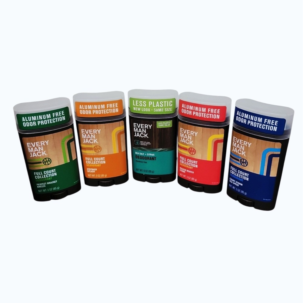 Every Man Jack Deodorant Lot of 5 Aluminum Free 3 oz Full Court Sea Salt Citrus